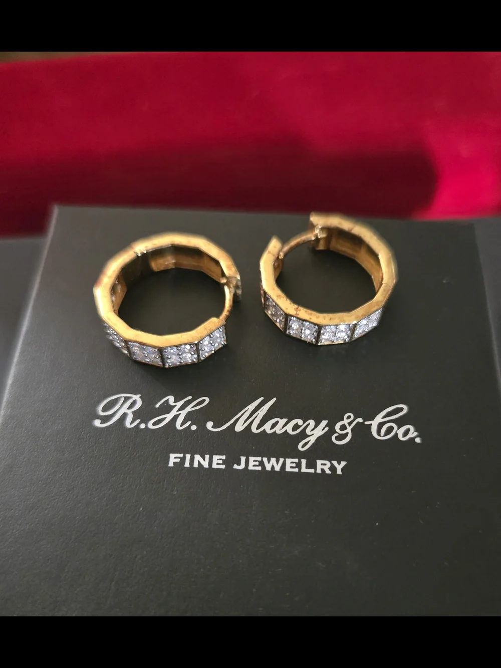 1CTTW Mens Diamond Hoop Earrings Gold Over Silver